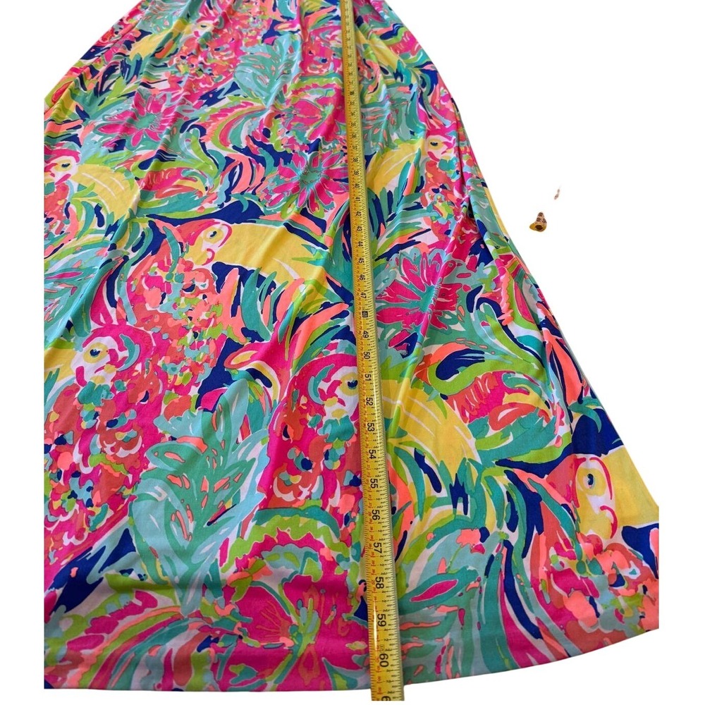 Lilly Pulitzer Loro Maxi Dress Parrot Party Tropical Floral Pink Green Size M - Picture 6 of 8